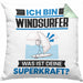 Windsurfer Kissen mit Füllung 40x40 Geschenk für Windsurfer Geburtstag Lustiger Spruch Was Ist Deine Superkraft (Grau) Grün Trendation