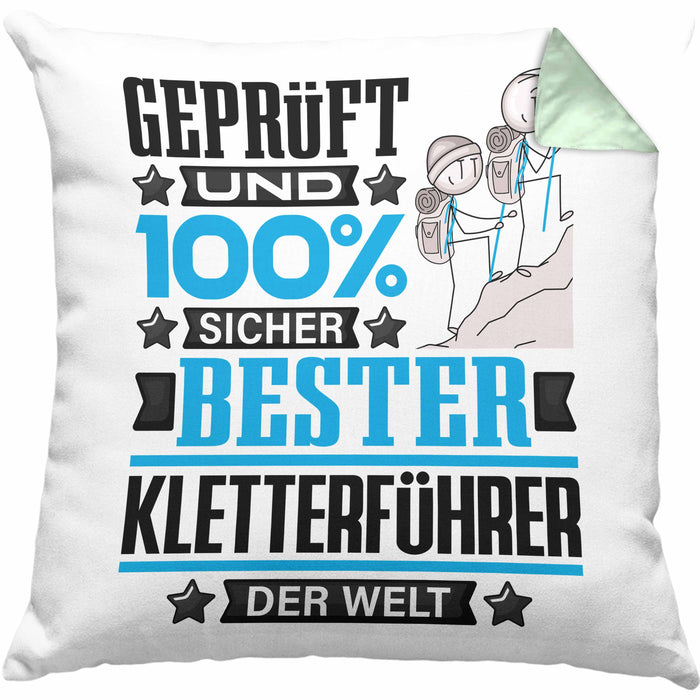 Kletterführer Geschenk Lustiger Spruch für Kletterführer Geschenkidee Bester Kletterführer Der WeltKissen mit Füllung 40x40 (Grau) Grün Trendation