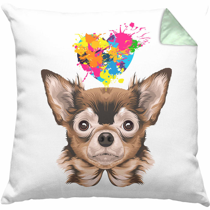 Chihuhahua Mama Besitzer Kissen mit Füllung 40x40 Geschenkidee Frauchen Herrchen Herz (Grau) Grün Trendation