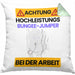 Bungee-Jumper Kissen mit Füllung 40x40 Geschenk Lustiger Spruch Geschenkidee für Bungee-Jumper Achtung Hochleistungs Bungee-Jumper Bei Der Arbeit (Grau) Grün Trendation