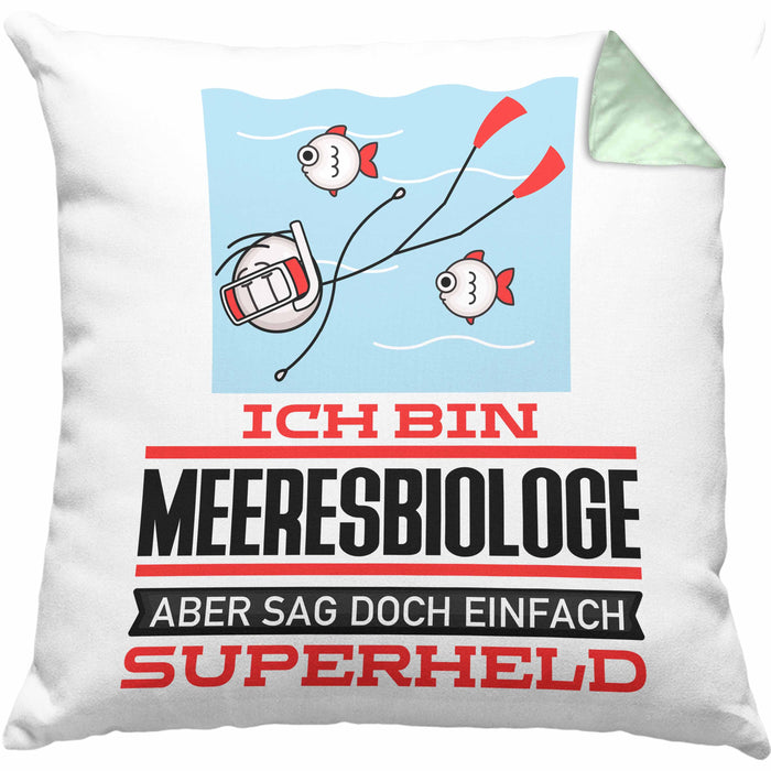 Meeresbiologe Geschenk Kissen mit Füllung 40x40 Ich Bin Meeresbiologe Aber Sag Doch Einfach Superheld Lustige Geschenkdiee für Meeresbiologe (Grau) Grün Trendation
