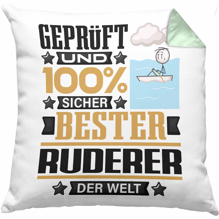 Ruderer Geschenk Lustiger Spruch für Ruderer Geschenkidee Bester Ruderer Der WeltKissen mit Füllung 40x40 (Grau) Grün Trendation