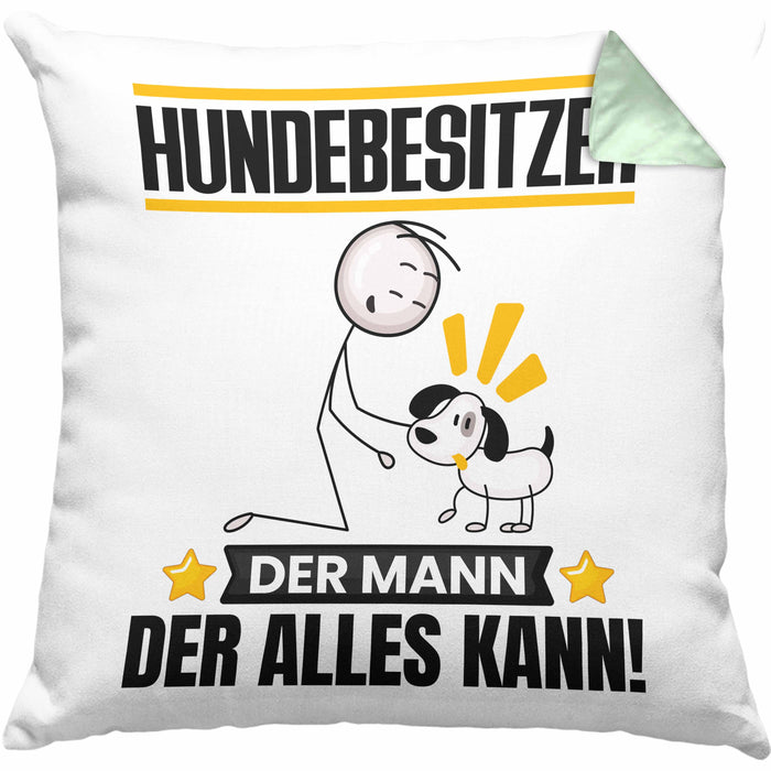 Hundebesitzer Kissen mit Füllung 40x40 Geschenk für Hundebesitzer Der Mann Der Alles Kann Geschenkidee zum Geburtstag (Grau) Grün Trendation