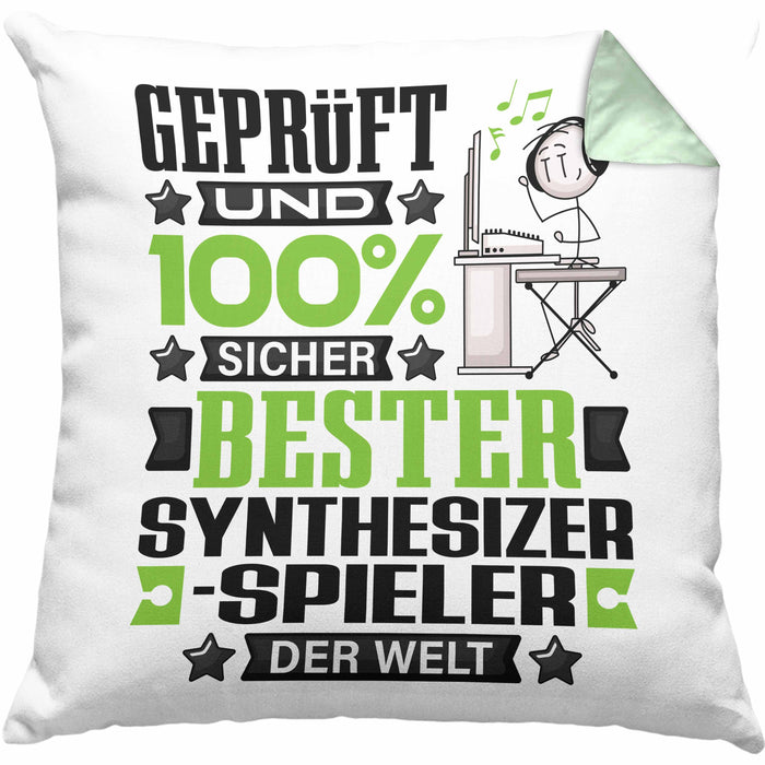 Synthesizer-Spieler Geschenk Lustiger Spruch für Synthesizer-Spieler Geschenkidee Bester Synthesizer-Spieler Der WeltKissen mit Füllung 40x40 (Grau) Grün Trendation