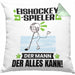 Eishockeyspieler Kissen mit Füllung 40x40 Geschenk für Eishockeyspieler Der Mann Der Alles Kann Geschenkidee zum Geburtstag (Grau) Grün Trendation