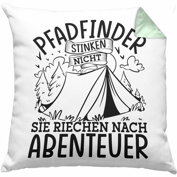 Pfadfinder Kissen mit Füllung 40x40 Geschenk Pfadfinder Stinken Nicht Sie Riechen Nach Abenteuer (Grau) Grün Trendation