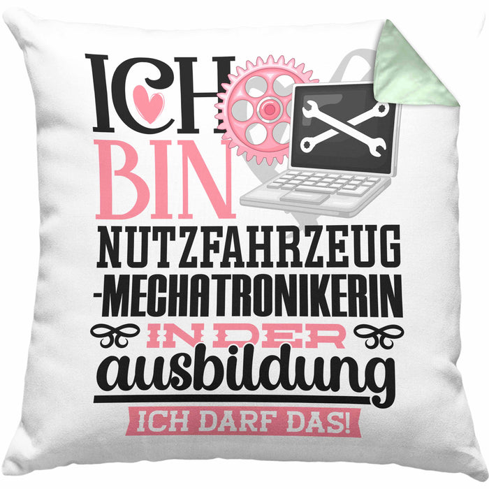 Nutzfahrzeugmechatronikerin Ausbildung Start Geschenk Kissen mit Füllung 40x40 Ich Bin Nutzfahrzeugmechatronikerin In Der Ausbildung Ich Darf Das Geschenkidee (Grau) Grün Trendation