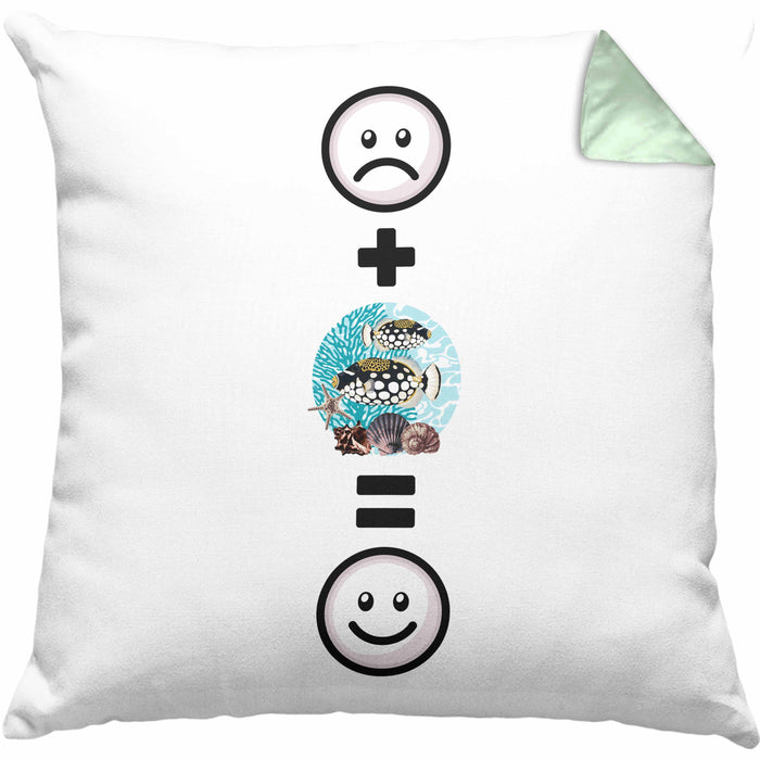 Fisch Kissen mit Füllung 40x40 Geschenk für Aquaristen Aquarium :( + Fische = :) Lustige Geschenkidee Geburtstag (Grau) Grün Trendation
