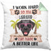 Labrador Besitzer Kissen mit Füllung 40x40 Geschenk Lustiger Spruch Geschenkidee I Work Hard So My Labrador Can Have A Better Life (Grau) Grün Trendation
