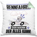 Rennfahrer Kissen mit Füllung 40x40 Geschenk für Rennfahrer Der Mann Der Alles Kann Geschenkidee zum Geburtstag (Grau) Grün Trendation