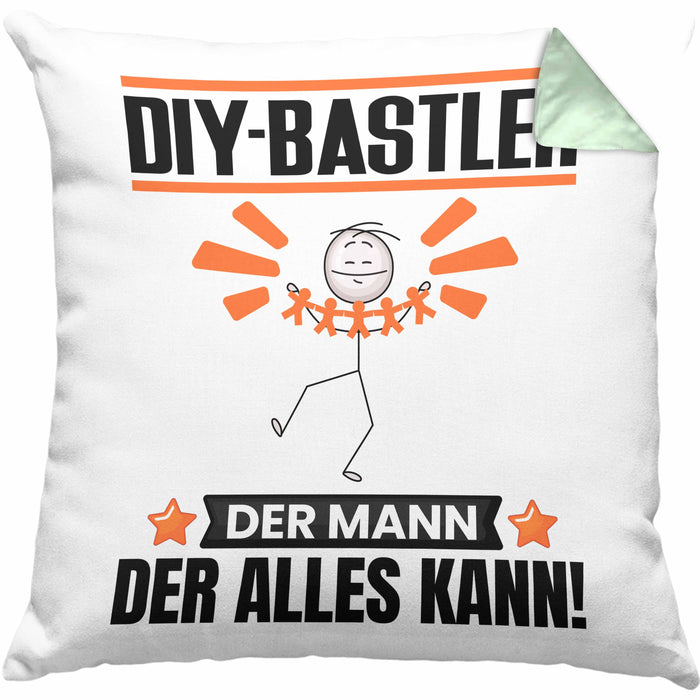 DIY-Bastler Kissen mit Füllung 40x40 Geschenk für DIY-Bastler Der Mann Der Alles Kann Geschenkidee zum Geburtstag (Grau) Grün Trendation
