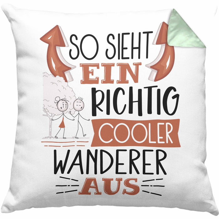 So Sieht Ein Richtig Cooler Wandern Aus Geschenk Kissen mit Füllung 40x40 Lustiger Spruch Geschenkidee (Grau) Grün Trendation