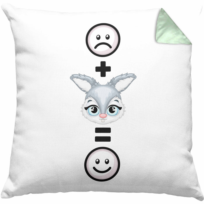 Kaninchen Kissen mit Füllung 40x40 Geschenk für Kaninchen Kanickel Hasen Besitzer Lustige Geschenkidee :( + Hase = :) Geburtstag (Grau) Grün Trendation