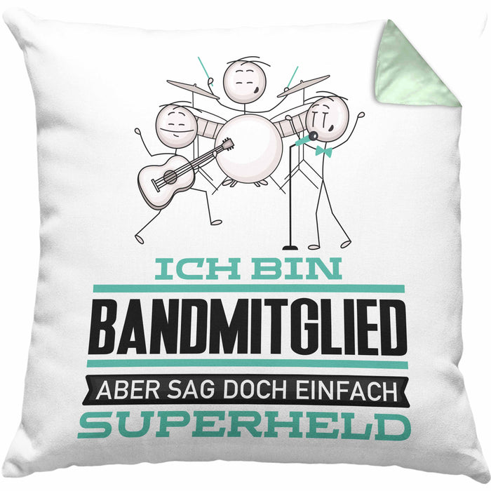 Bandmitglied Geschenk Kissen mit Füllung 40x40 Ich Bin Bandmitglied Aber Sag Doch Einfach Superheld Lustige Geschenkdiee für Bandmitglied (Grau) Grün Trendation