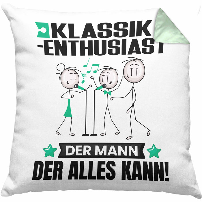 Klassik-Enthusiast Kissen mit Füllung 40x40 Geschenk für Klassik-Enthusiast Der Mann Der Alles Kann Geschenkidee zum Geburtstag (Grau) Grün Trendation