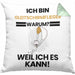 Gleitschirmflieger Geschenk Kissen mit Füllung 40x40 Lustiger Spruch Ich Bin Gleitschirmflieger Warum Weil Ich Es Kann Geschenkidee Bester Gleitschirmflieger Geburtstag (Grau) Grün Trendation