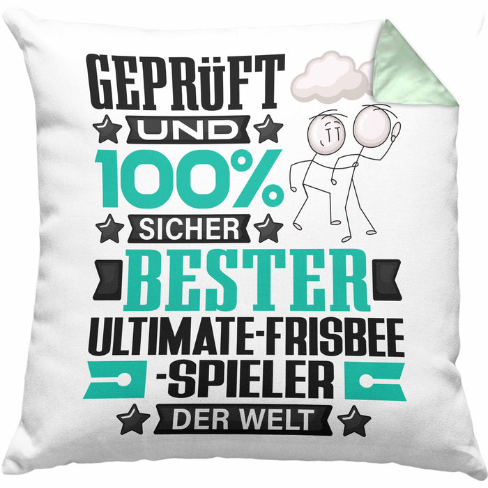 Ultimate-Frisbee-Spieler Geschenk Lustiger Spruch für Ultimate-Frisbee-Spieler Geschenkidee Bester Ultimate-Frisbee-Spieler Der WeltKissen mit Füllung 40x40 (Grau) Grün Trendation
