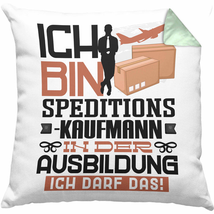 Speditionskaufmann Ausbildung Kissen mit Füllung 40x40 Geschenk Ich Bin Speditionskaufmann In Der Ausbildung Ich Darf Das Geschenkidee Spruch (Grau) Grün Trendation