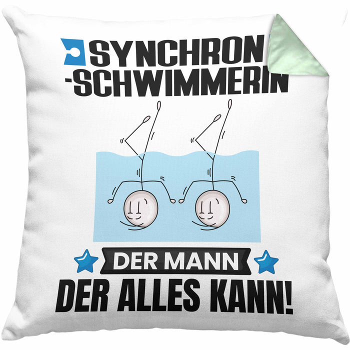 Synchronschwimmerin Kissen mit Füllung 40x40 Geschenk für Synchronschwimmerin Der Mann Der Alles Kann Geschenkidee zum Geburtstag (Grau) Grün Trendation