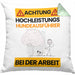 Hundeausführer Kissen mit Füllung 40x40 Geschenk Lustiger Spruch Geschenkidee für Hundeausführer Achtung Hochleistungs Hundeausführer Bei Der Arbeit (Grau) Grün Trendation