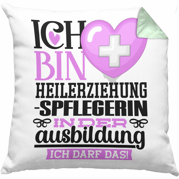 Heilerziehungspflegerin Ausbildung Start Geschenk Kissen mit Füllung 40x40 Ich Bin Heilerziehungspflegerin In Der Ausbildung Ich Darf Das Geschenkidee (Grau) Grün Trendation