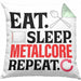 Eat Sleep Metalcore Repeat Kissen mit Füllung 40x40 Geschenk Musik Metal Heavy (Grau) Grün Trendation