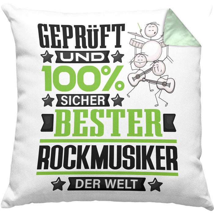 Rockmusiker Geschenk Lustiger Spruch für Rockmusiker Geschenkidee Bester Rockmusiker Der WeltKissen mit Füllung 40x40 (Grau) Grün Trendation