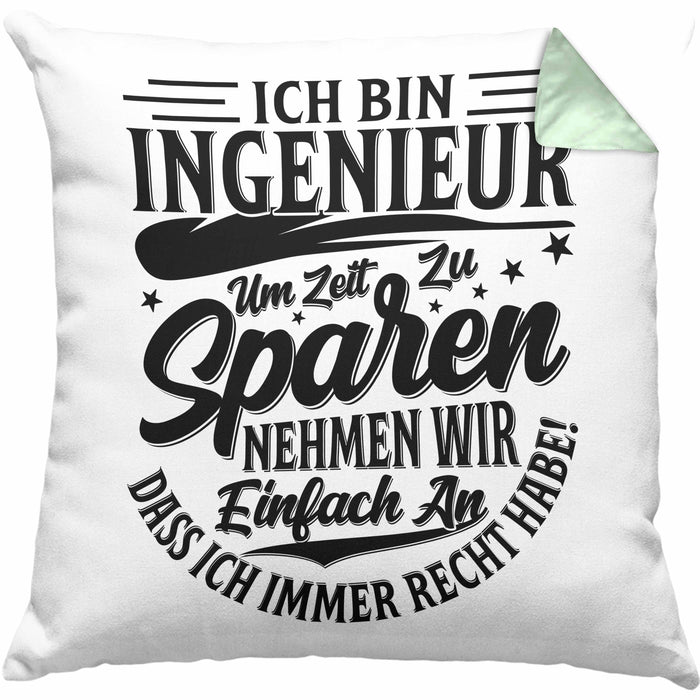 Ingenieur Kissen mit Füllung 40x40 Geschenk Geschenkidee Sprüche Ingenieurswesen Geschenkidee Spruch (Grau) Grün Trendation