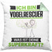 Vogelrescuer Kissen mit Füllung 40x40 Geschenk für Vogelrescuer Geburtstag Lustiger Spruch Was Ist Deine Superkraft (Grau) Grün Trendation