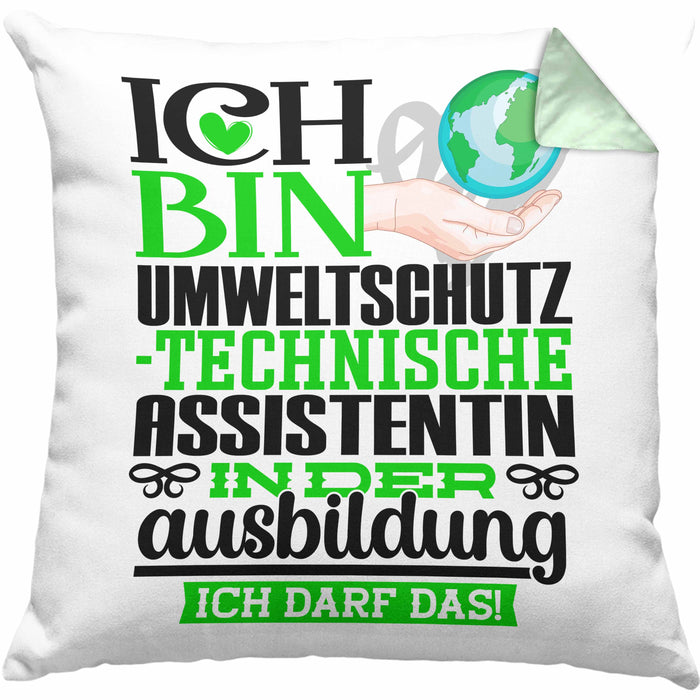 Umweltschutztechnische Assistentin Ausbildung Start Geschenk Kissen mit Füllung 40x40 Ich Bin Umweltschutztechnische Assistentin In Der Ausbildung Ich Darf Das Geschenkidee (Grau) Grün Trendation