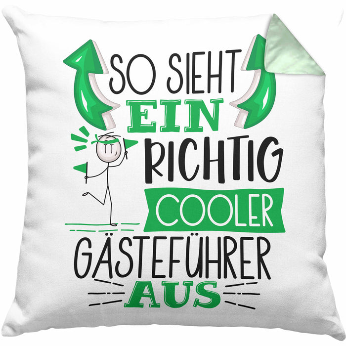 Gästeführer Kissen mit Füllung 40x40 Geschenk So Sieht Ein RIchtig Cooler Gästeführer Aus Geschenkidee Lustiger Spruch Geburtstag (Grau) Grün Trendation