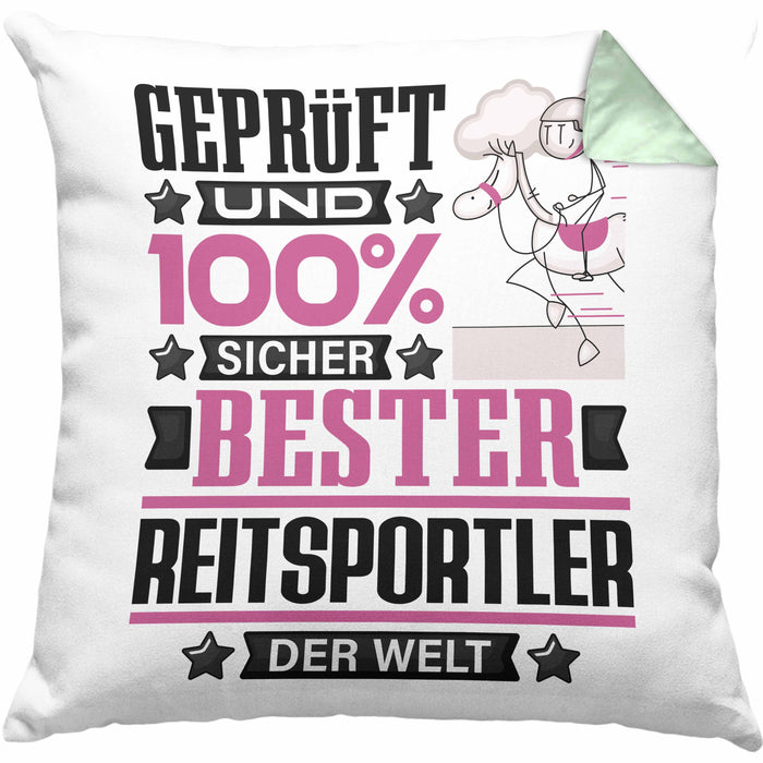 Reitsportler Geschenk Lustiger Spruch für Reitsportler Geschenkidee Bester Reitsportler Der WeltKissen mit Füllung 40x40 (Grau) Grün Trendation