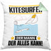 Kitesurfer Kissen mit Füllung 40x40 Geschenk für Kitesurfer Der Mann Der Alles Kann Geschenkidee zum Geburtstag (Grau) Grün Trendation
