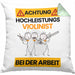 Violinist Kissen mit Füllung 40x40 Geschenk Lustiger Spruch Geschenkidee für Violinist Achtung Hochleistungs Violinist Bei Der Arbeit (Grau) Grün Trendation