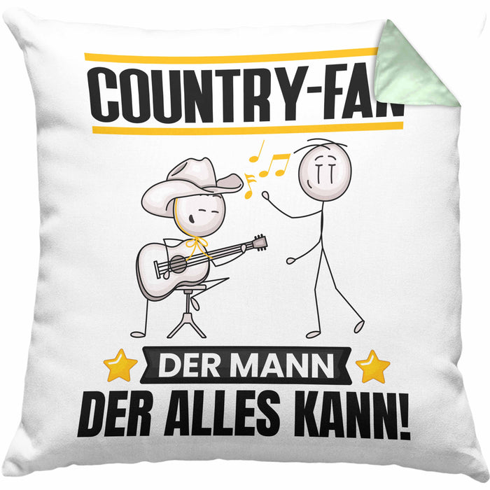 Country-Fan Kissen mit Füllung 40x40 Geschenk für Country-Fan Der Mann Der Alles Kann Geschenkidee zum Geburtstag (Grau) Grün Trendation