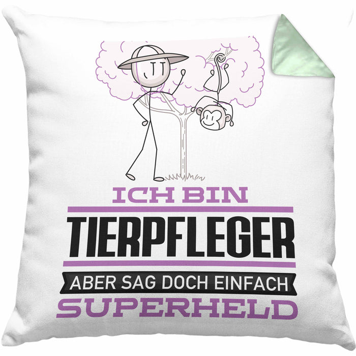 Tierpfleger Geschenk Kissen mit Füllung 40x40 Ich Bin Tierpfleger Aber Sag Doch Einfach Superheld Lustige Geschenkdiee für Tierpfleger (Grau) Grün Trendation