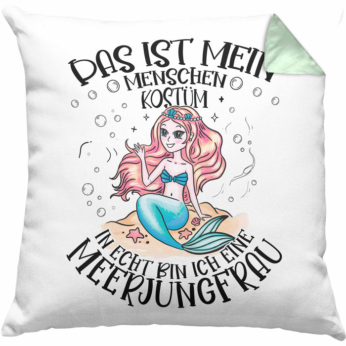 Meerjungfrau Geschenk Kissen mit Füllung 40x40 Mädchen Das Ist Mein Menschen Kostüm In Echt Bin Ich Eine Meerjungfrau Nixe Geschenkidee Mädels (Grau) Grün Trendation