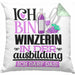 Winzerin Ausbildung Start Geschenk Kissen mit Füllung 40x40 Ich Bin Winzerin In Der Ausbildung Ich Darf Das Geschenkidee (Grau) Grün Trendation