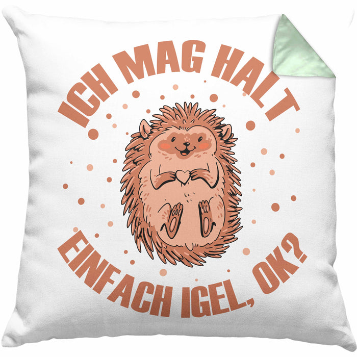 Igel Kissen mit Füllung 40x40 - Tolles Geschenk für Igel-Liebhaber (Grau) Grün Trendation