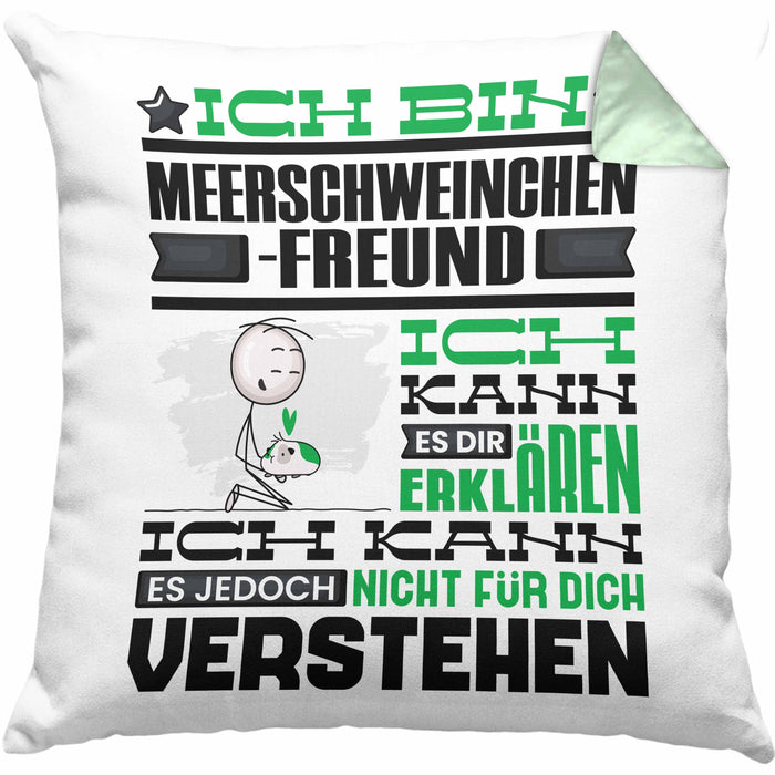 Meerschweinchenfreund Geschenk Kaffee-Kissen mit Füllung 40x40 Geschenkidee für Meerschweinchenfreund Ich Bin Meerschweinchenfreund Ich Kann Es Dir Erklären Jedoch Nicht Für Dich Verstehen Spruch Lustig (Grau) Grün Trendation