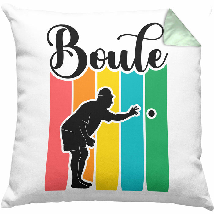 Boule Kissen mit Füllung 40x40 Geschenk Boule-Spieler Geschenkidee Spruch Vintage Boule Grafik (Grau) Grün Trendation