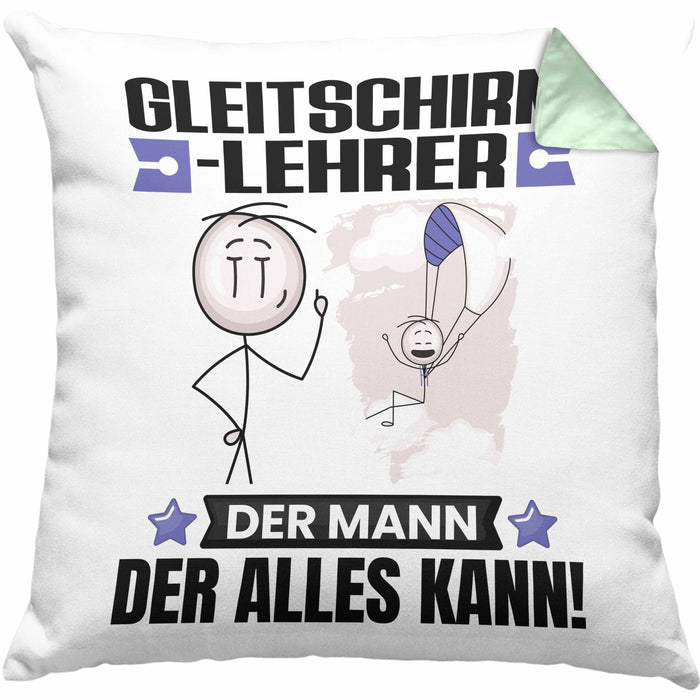 Gleitschirmlehrer Kissen mit Füllung 40x40 Geschenk für Gleitschirmlehrer Der Mann Der Alles Kann Geschenkidee zum Geburtstag (Grau) Grün Trendation