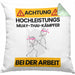 Muay-Thai-Kämpfer Kissen mit Füllung 40x40 Geschenk Lustiger Spruch Geschenkidee für Muay-Thai-Kämpfer Achtung Hochleistungs Muay-Thai-Kämpfer Bei Der Arbeit (Grau) Grün Trendation