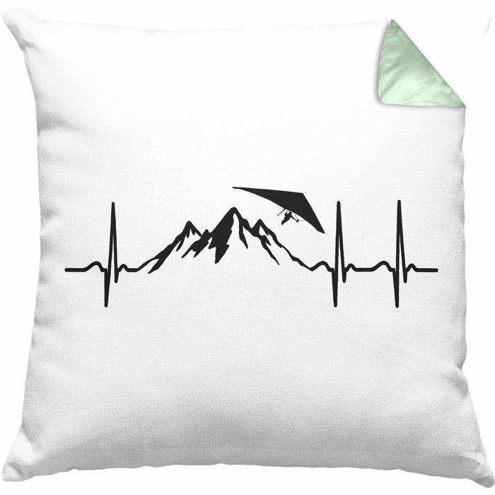 Geschenk für Drachenflieger Kissen mit Füllung 40x40 Herzschlag Hängegleiter Motiv (Grau) Grün Trendation