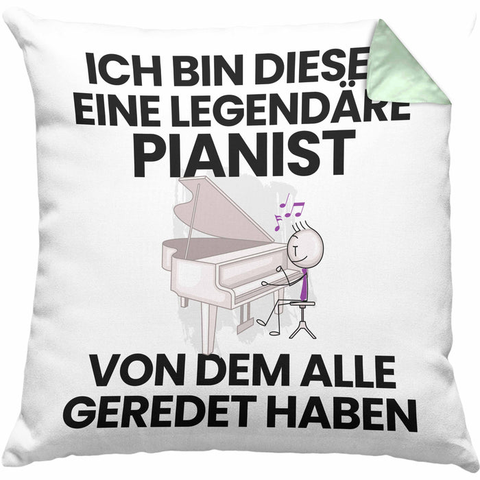 Pianist Geschenk Kissen mit Füllung 40x40 Lustige Geschenkidee Geburtstag für Pianist Ich Bin Dieser Legendäre Pianist Von Dem Alle Geredet Haben (Grau) Grün Trendation