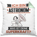 Astronom Kissen mit Füllung 40x40 Geschenk für Astronom Geburtstag Lustiger Spruch Was Ist Deine Superkraft (Grau) Grün Trendation