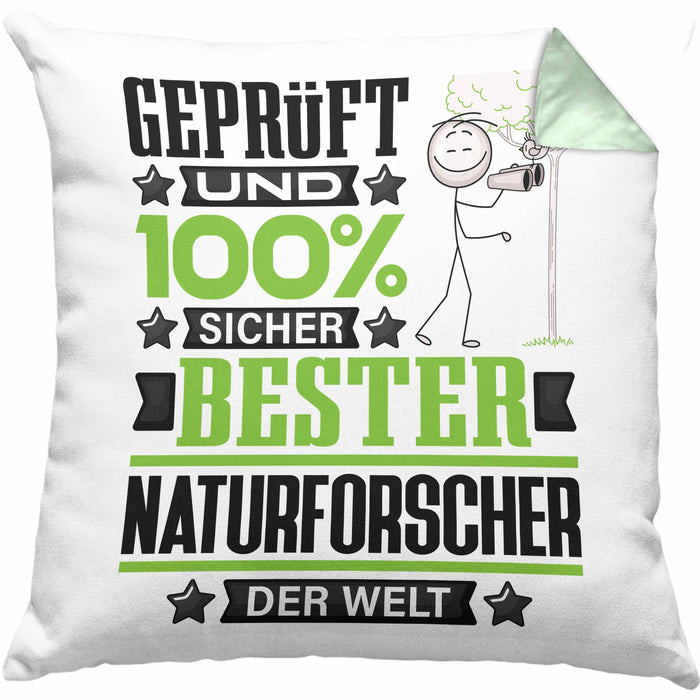 Naturforscher Geschenk Lustiger Spruch für Naturforscher Geschenkidee Bester Naturforscher Der WeltKissen mit Füllung 40x40 (Grau) Grün Trendation