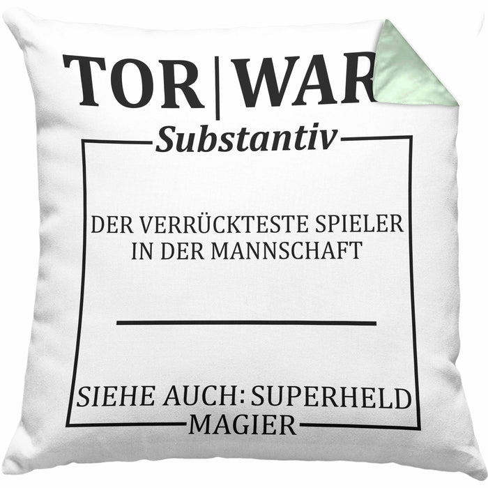 Lustige Torwart Kissen mit Füllung 40x40 Geschenk Torwartin Geschenk (Grau) Grün Trendation