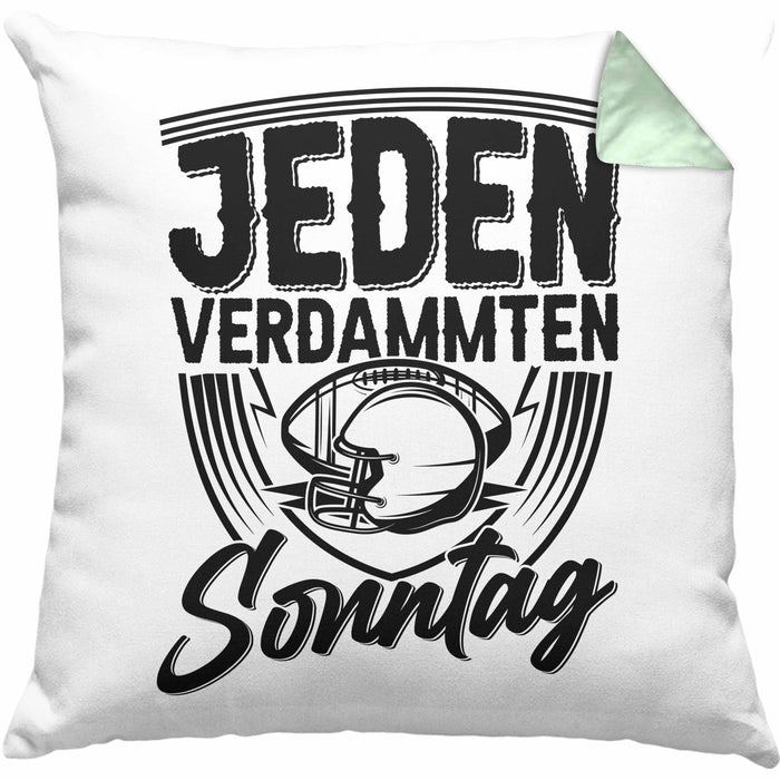 American Football Kissen mit Füllung 40x40 Geschenk Jeden verdammten Sonntag American Football-Spieler Geschenkidee (Grau) Grün Trendation