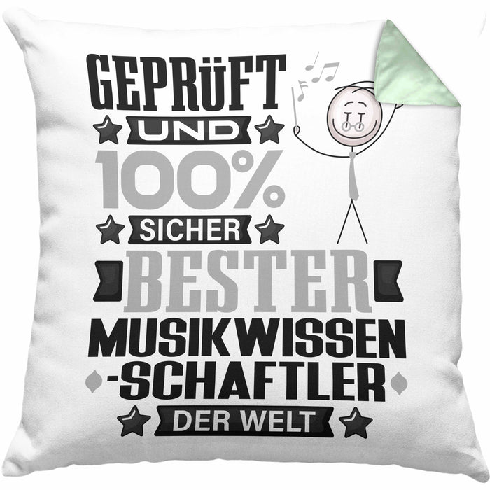 Musikwissenschaftler Geschenk Lustiger Spruch für Musikwissenschaftler Geschenkidee Bester Musikwissenschaftler Der WeltKissen mit Füllung 40x40 (Grau) Grün Trendation